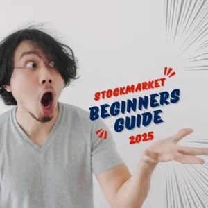 Shocked man reacting to Stock Market Beginners Guide 2025 headline – perfect visual for a stock market beginner’s blog.
