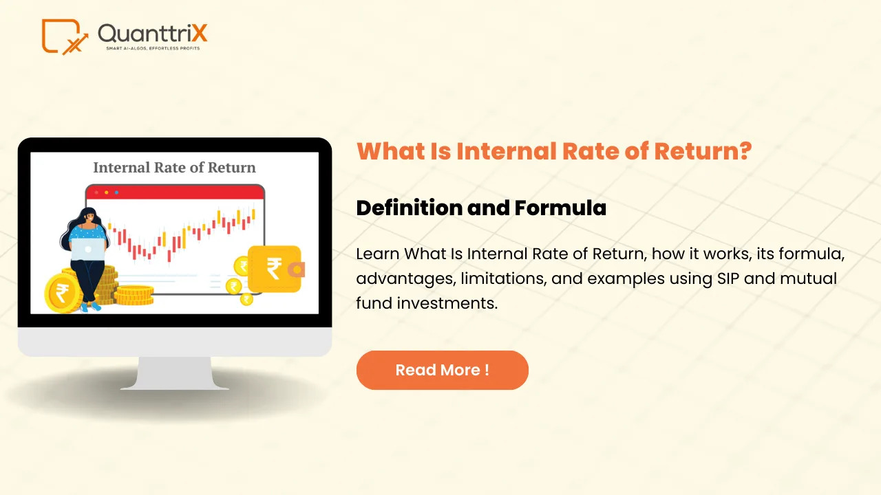 What is Internal Rate of Return? A Simple Guide for Everyone Ever wondered if that new investment idea is worth your hard-earned cash? The internal rate of return, or IRR, is like your personal money GPS, showing the yearly profit rate a project might deliver. Think of it as the "break-even speed" where your money grows just enough to cover costs over time.​ In this chatty guide, we'll break down the internal rate of return definition without the math headaches, peek at its internal rate of return advantages and disadvantages, and even touch on how algorithmic trading software makes IRR work overtime. Stick around—you'll walk away ready to spot winners.​ Unlock the internal rate of return definition with easy examples. Explore internal rate of return advantages and disadvantages, plus how algorithmic trading software uses IRR for smarter investments. Perfect for beginners! Internal Rate of Return Definition Let's kick things off with the basics. The internal rate of return definition boils down to this: it's the discount rate that makes all your investment cash flows—in and out—add up to zero when you crunch the numbers today. Imagine planting a seed (your initial cash out) and watching it grow into a tree of future profits; IRR tells you the steady growth rate needed for the tree's fruits to exactly match your starting effort.​ Unlike simple interest, IRR accounts for the "time value of money"—a dollar today beats one tomorrow because you could invest it now. Financial pros love it for comparing projects side-by-side, like choosing between a lemonade stand or stocks. No external fluff like inflation; it's purely internal to your cash flows.​ You don't need a finance degree to grasp it. Tools like Excel's IRR function do the heavy lifting, but understanding the "why" empowers you.​ Why IRR Matters in Everyday Investments Picture this: You're eyeing a side hustle. Does it beat your savings account? IRR answers that by forecasting if it'll outpace other options. For regular folks, it's key in retirement planning or home flips, helping you avoid duds.​ It shines in uncertain times, like today's volatile markets, by focusing on projected returns. Banks use it for loans; you can too for personal goals. Have you ever second-guessed a big buy? IRR cuts the doubt.​ Beyond stocks, think real estate or starting a blog—IRR keeps your decisions grounded.​ How to Calculate IRR Step by Step Ready to roll up your sleeves? Grab cash flow numbers: initial investment (negative), then future inflows. Plug into a formula or spreadsheet: find the rate where NPV hits zero.​ Step 1: List flows, e.g., -1000 (Year 0), +300 (Y1), +400 (Y2), +500 (Y3). Step 2: Trial rates—5% too high NPV? Try 10%. Step 3: Use Excel: =IRR(A1:A4) spits out ~14%.​ No calculator? Online freebies work fine. Practice once, and it'll click.​ Real-Life Example: Buying a Rental Property Say you buy a flat for ₹20 lakhs, rent yields ₹2 lakhs yearly for 10 years, then sell for ₹30 lakhs. Cash flows: -20L, +2L x10, +30L. IRR? Around 12-15%, beating fixed deposits.​ If rents rise, IRR jumps—sweet! But repairs eat in? It dips. This analogy shows IRR as your property's "pulse rate". Real investors swear by it for flips in Mumbai or Delhi.​ Internal Rate of Return Advantages and Disadvantages: The Pros First, the upsides. Internal rate of return advantages include easy comparisons—no need for a hurdle rate upfront. It's percentage-based, so scale doesn't matter: ₹1L or ₹1Cr project, same lens.​ It handles uneven cash flows brilliantly, unlike basic payback. Plus, intuitive—like "this grows at 15% yearly". Businesses rank projects fastest with IRR.​ Internal Rate of Return Advantages and Disadvantages: The Cons But no tool's perfect. Internal rate of return disadvantages? Multiple IRRs possible with wild cash swings (out then in, repeat). Ignores project size—₹10Cr at 10% IRR might beat ₹1L at 20% total return.​ Assumes reinvestment at IRR rate, often unrealistic. NPV's better for absolutes. Watch for over-reliance!​ Metric IRR Pros IRR Cons Comparison Easy percentages ​ Multiple rates possible ​ Cash Flows Handles uneven ​ Reinvestment assumption ​ Scale Scale-agnostic ​ Ignores size ​ IRR vs. Other Metrics Like ROI and NPV ROI's simple (profit/investment x100) but ignores time. NPV discounts to today using a set rate. IRR's the "internal" star, no external rate needed.​ Quick pick: Use IRR for rates, NPV for dollars. ROI for basics. In trading, blend 'em.​Common Mistakes People Make with IRR Top blunder: Forgetting negative flows mid-way. Or chasing sky-high IRRs ignoring risk. Don't assume past IRR predicts future.​ Rhetorical nudge: Think it'll always work? Test small first. Skip these, lose cash.​ Using IRR in Business Decisions CEOs greenlight projects over 15% IRR. Startups pitch VCs with 30%+. In India, fintechs like Quanttrix eye IRR for algo strategies.​ It streamlines portfolios—ditch low-IRR drags.​ Algorithmic Trading Software and IRR Magic Enter algorithmic trading software: Bots crunch historical data, simulate trades, compute IRR on strategies. Platforms auto-optimize for max IRR, backtesting thousands of scenarios.​ Advantages? Speed—humans can't match. In India, tools like Trendy Traders use it for NSE plays. Disadvantages? Garbage data = bad IRR. Pair with your gut.​ Tips to Boost Your Investment's IRR Tip 1: Minimize outflows—negotiate deals. Tip 2: Accelerate inflows—sell quick. Tip 3: Use leverage wisely.​ Reinvest smartly. Track quarterly.​ IRR in Stock Market and Trading Stocks? Portfolio IRR gauges manager skill. Algo software shines here, targeting 20%+. Beat benchmarks like Nifty.​ Advanced IRR: Multiple Rates Explained Cash flips sign twice? Two IRRs—pick modified or NPV. Rare for simple plays.​ Tools and Calculators for Quick IRR Checks Excel, Google Sheets, or apps like ClearTax. Free, fast—input flows, done.​ Wrapping Up: Is IRR Right for You? IRR demystified: Your go-to for smart money moves. Weigh internal rate of return advantages and disadvantages, test with algorithmic trading software, and invest confidently.​ FAQs 1. What is the internal rate of return definition in simple terms? It's the yearly growth rate making your investment's cash flows net to zero today.?​ 2. What are the main internal rate of return advantages and disadvantages? Pros: Easy compares, time-aware. Cons: Multiple rates, reinvestment flaws.?​ 3. How does algorithmic trading software use IRR? It backtests strategies to maximize IRR on simulated trades.?​ 4. Can I calculate IRR without Excel? Yes, free online calculators or apps handle it quick.?​ 5. Is a higher IRR always better? Usually, but check risk and scale first.?​